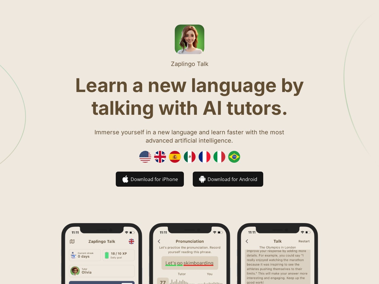 Zaplingo官网 – AI英语导师，助你克服口语羞怯